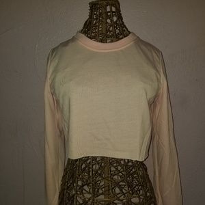 Pink crop crew neck